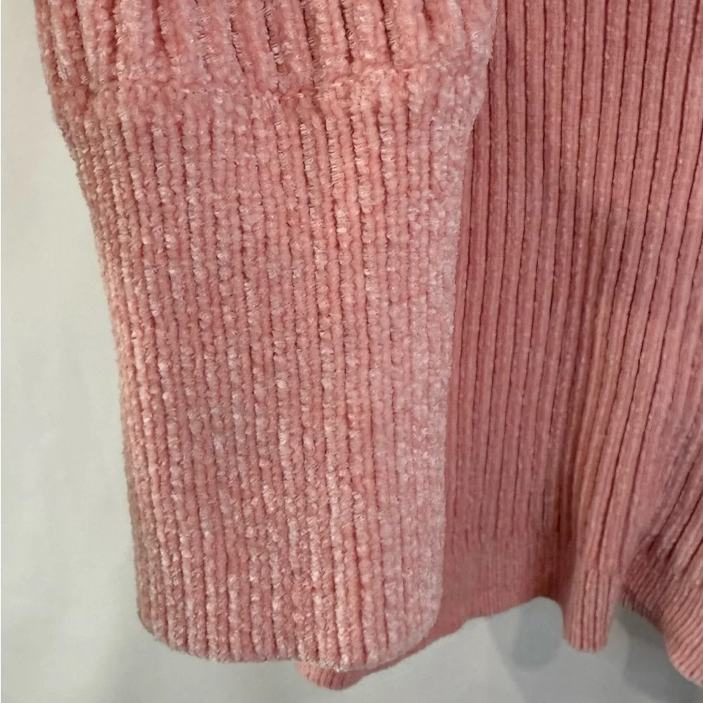 Poof! Sweater New York Ribbed Knit Crew Oversized Dolman Cozy Pink Size Large